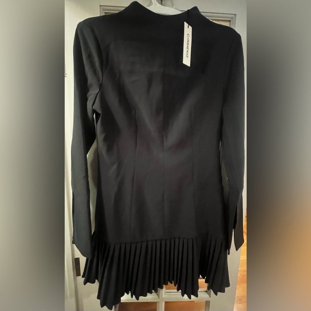 Commense Grey Elegant Mini Dress with pleats and split wrist style